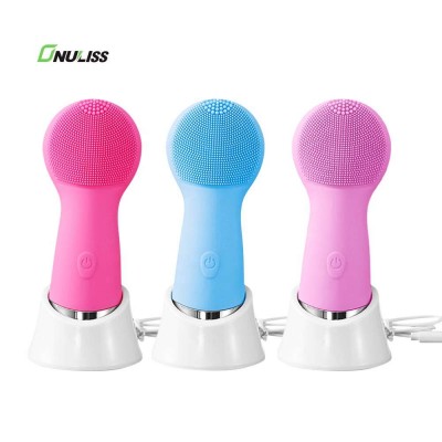 OEM Facial Cleansing Brush wiith Charging Stand Rechargeable Electric Sonic Silicone Face Brushes